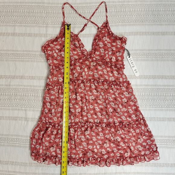 Story On Floral Ruffle Tiered Mini Dress – Size M – NWT – Pink Summer Sundress - Picture 4 of 6